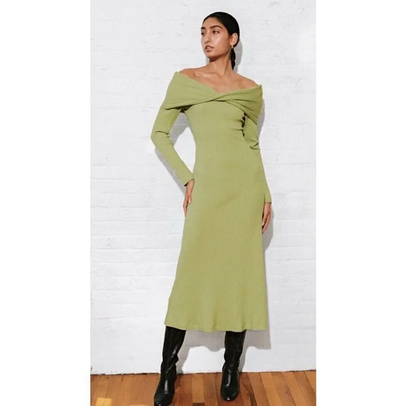 Mara Hoffman NEW FULL CIRCLE EMERY DRESS Size Small In Emery Green Longsleeved - Picture 2 of 13
